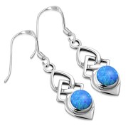 Synthetic Azure Opal Celtic Silver Earrings Set - e309